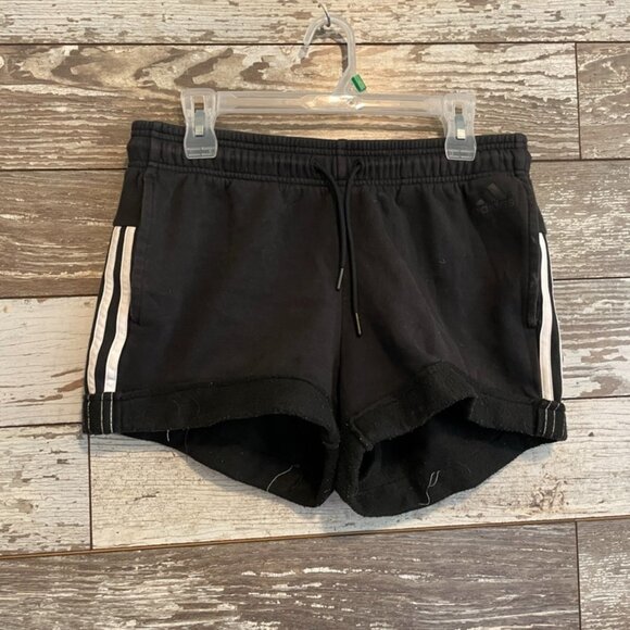 Adidas Athletic Black Women's Fleece Jogger Gym Sweat shorts - Picture 1 of 4